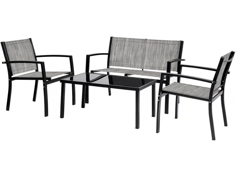 Lino low garden furniture - 4 places - Grey