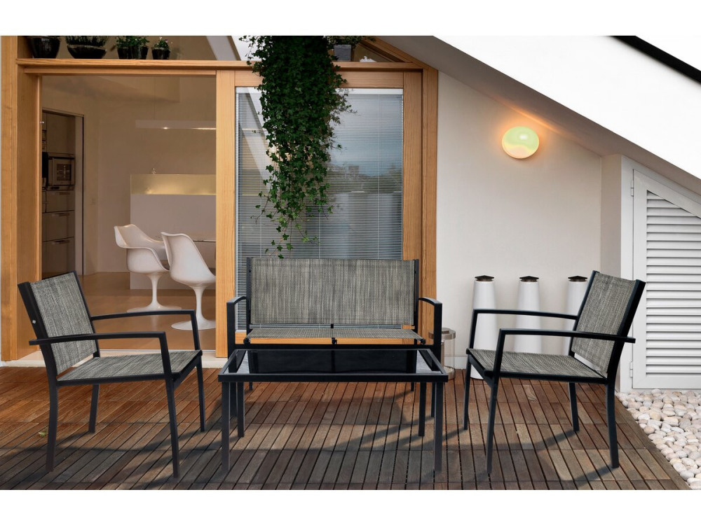 Lino low garden furniture - 4 places - Grey