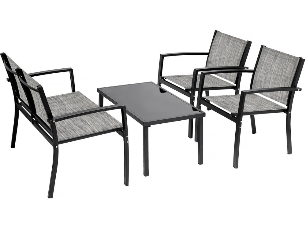 Lino low garden furniture - 4 places - Grey