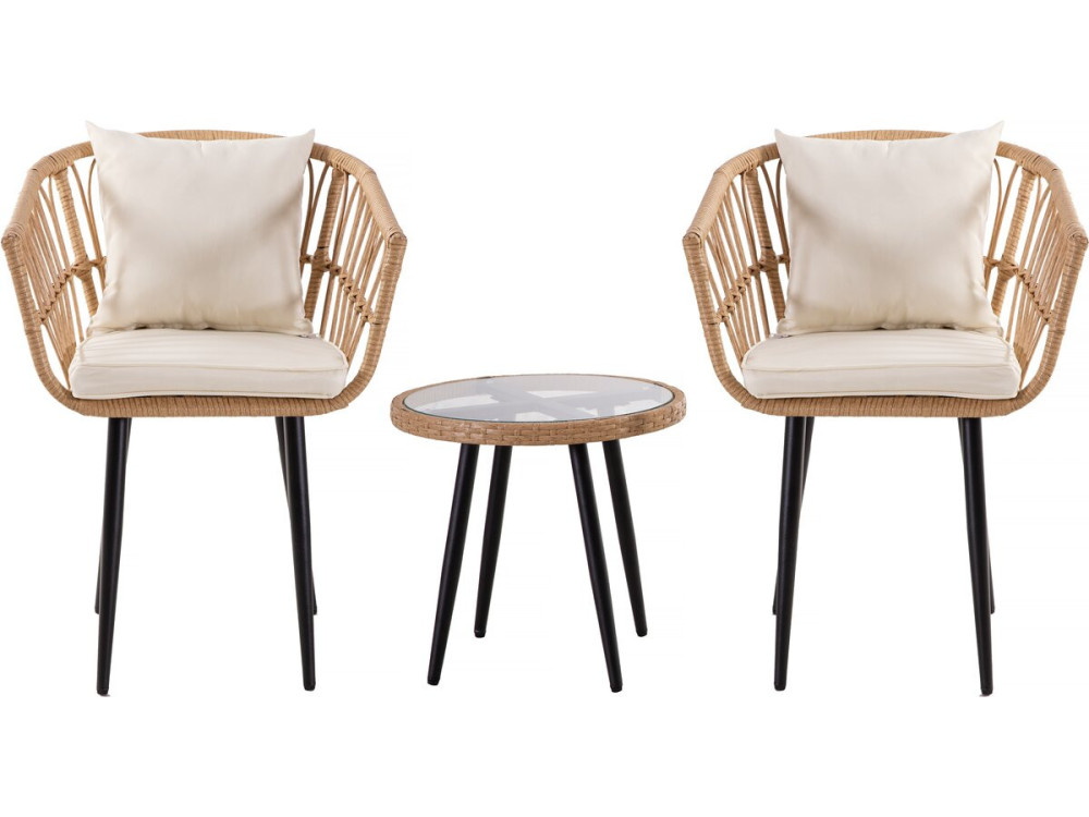Vela rattan garden furniture - 2 places - Brown