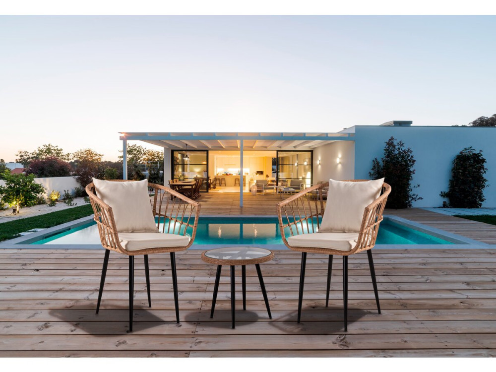 Vela rattan garden furniture - 2 places - Brown