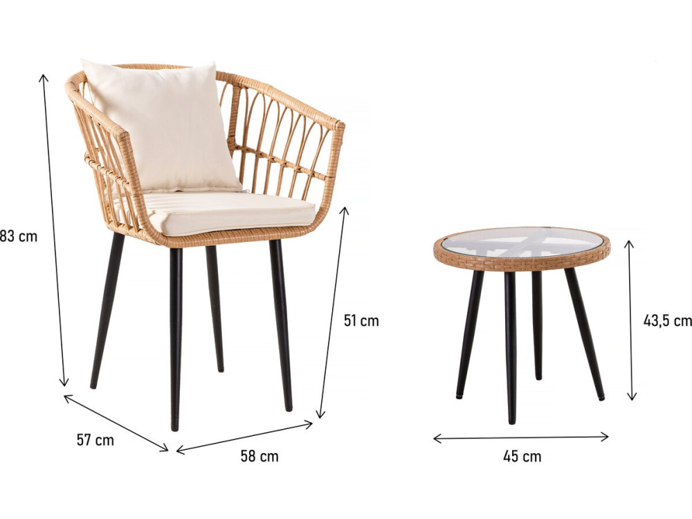 Vela rattan garden furniture - 2 places - Brown