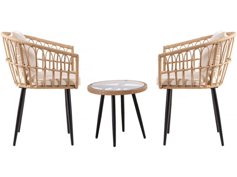Vela rattan garden furniture - 2 places - Brown