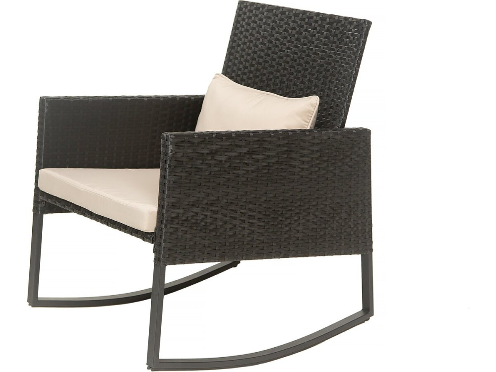 Garden resin wicker rocking garden furniture - Black