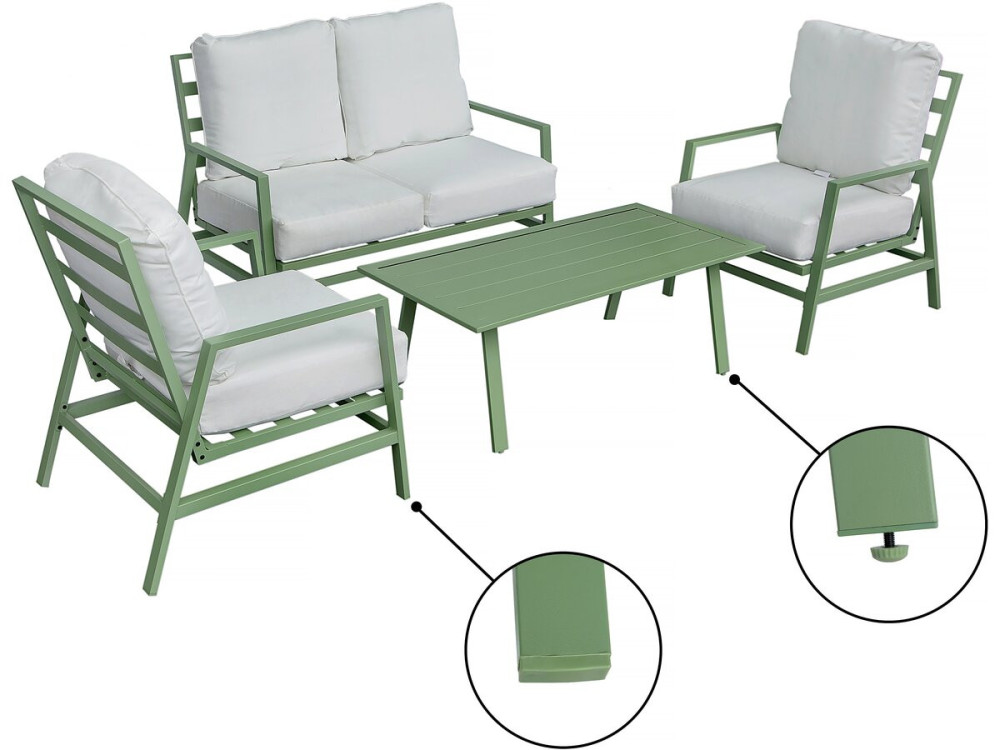"Queens" metal garden furniture set - 4 seats - Green