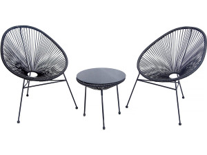 Acapulco metal garden furniture set "Odea" - 2 places - Black