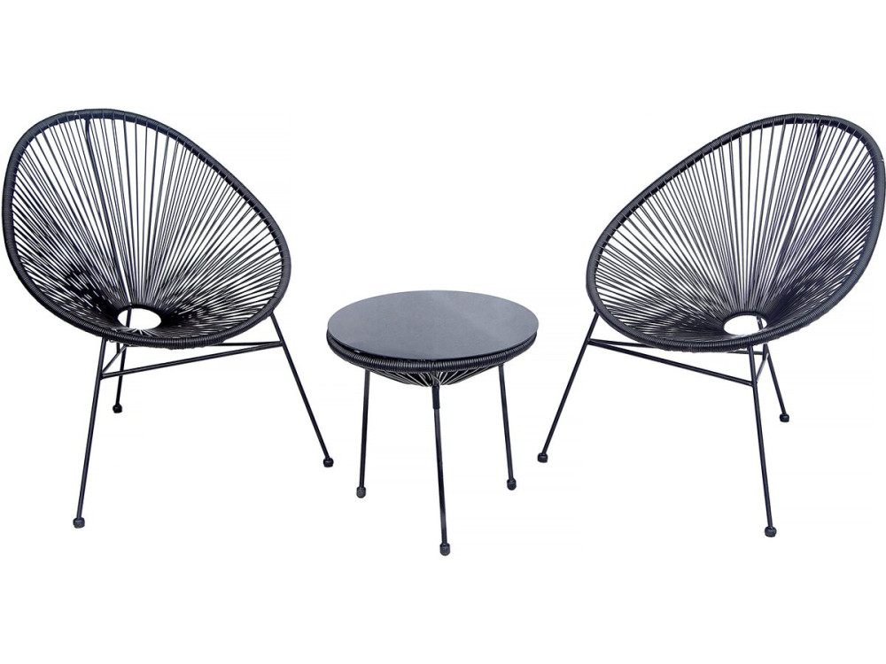 Acapulco metal garden furniture set "Odea" - 2 places - Black