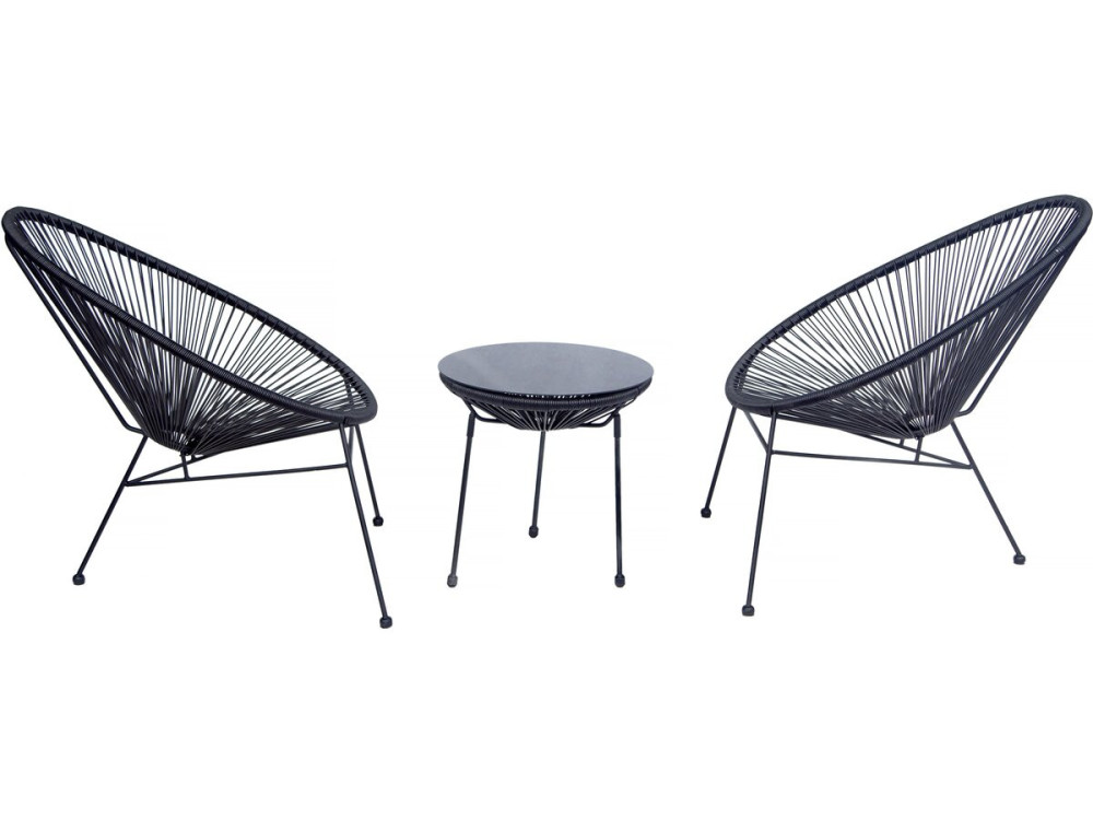 Acapulco metal garden furniture set "Odea" - 2 places - Black