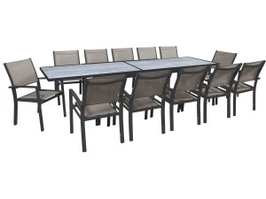 Lagos" extendable garden dining set - 200/320 cm - Taupe - 12 seats