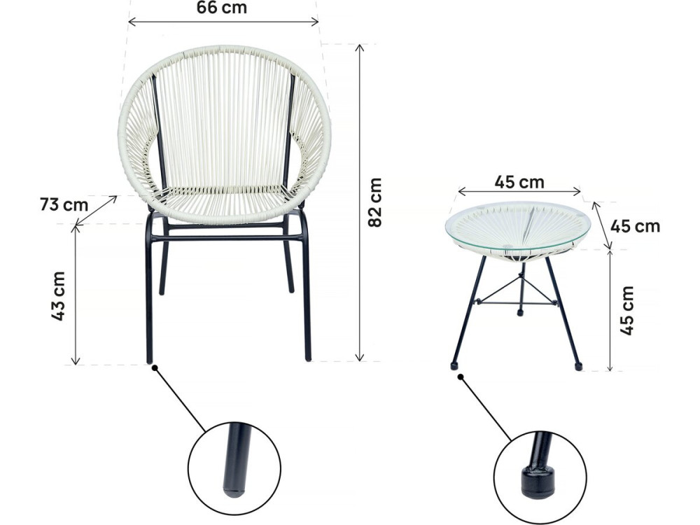 Acapulco "Poli" garden furniture set - 2 seater - White