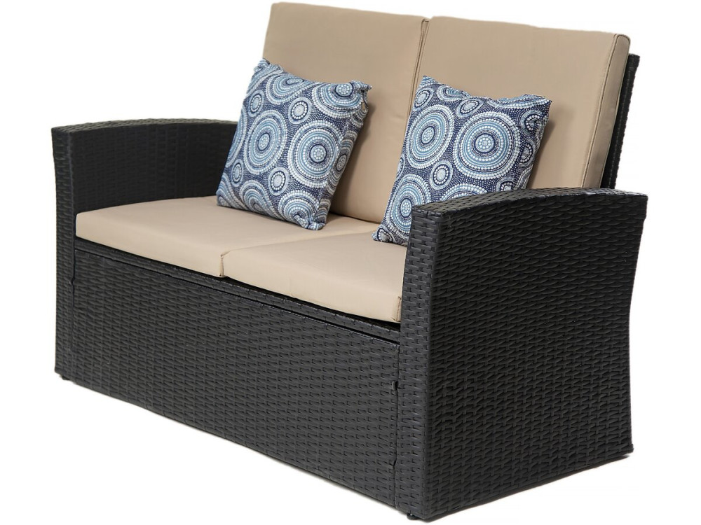 Ilana" patio furniture set - 4 pieces - Wicker - Black
