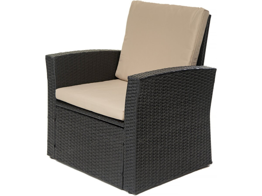 Ilana" patio furniture set - 4 pieces - Wicker - Black