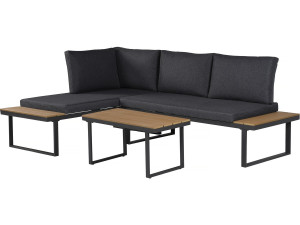 Garden furniture set "Liora" imitation wood corner sofa - 4 seater - Grey