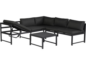 Etna" metal garden furniture set - 6 seats - Grey