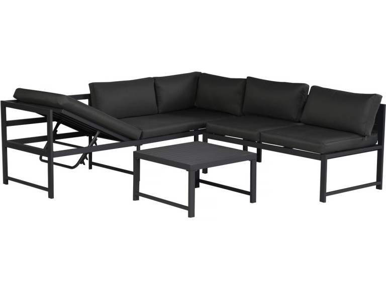 Etna" metal garden furniture set - 6 seats - Grey