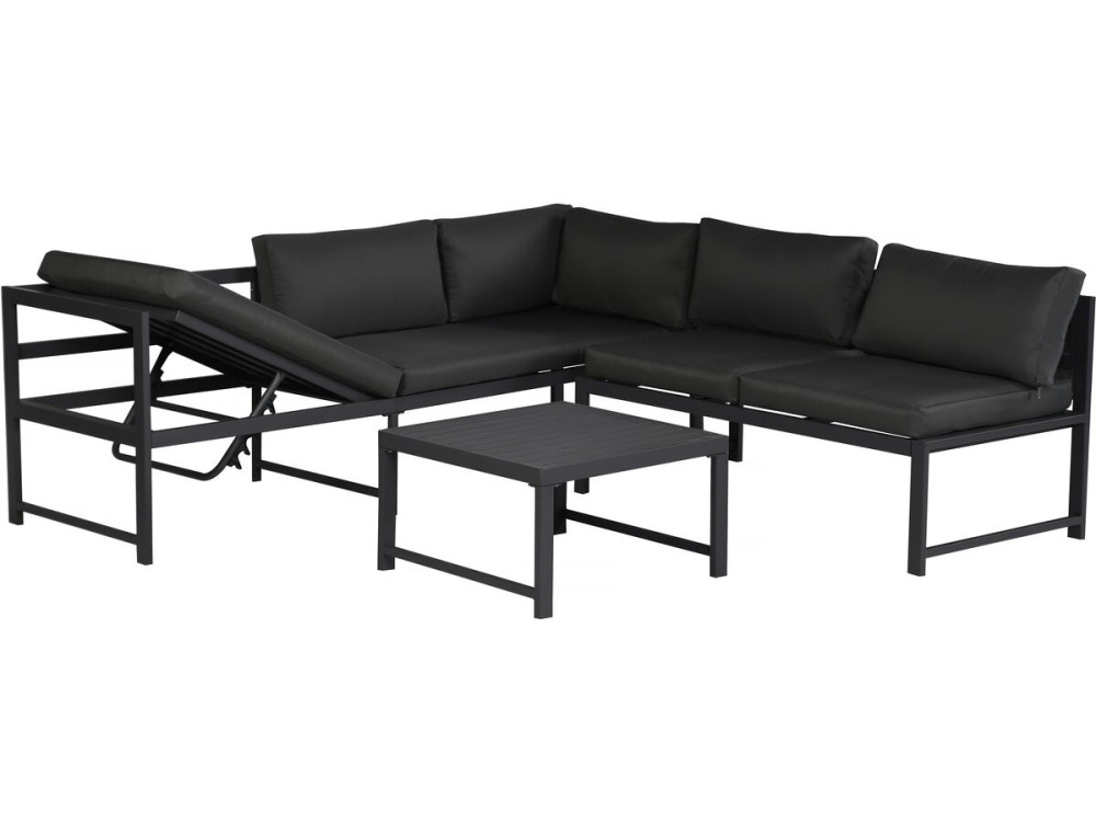 Etna" metal garden furniture set - 6 seats - Grey