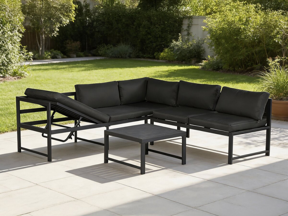 Etna" metal garden furniture set - 6 seats - Grey
