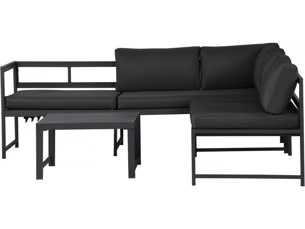 Etna" metal garden furniture set - 6 seats - Grey