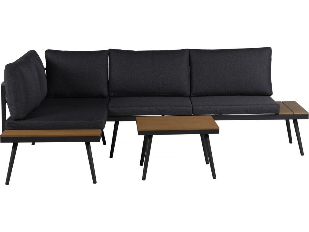 Mira" corner sofa garden furniture, imitation wood decor - 4 seater - Grey