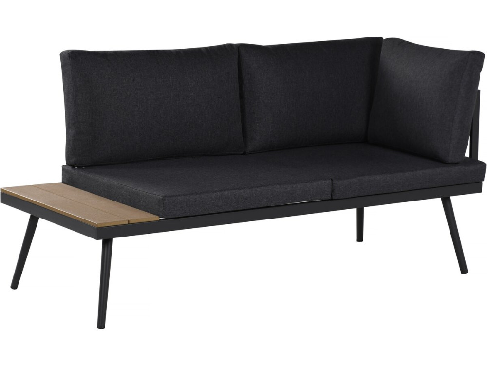 Mira" corner sofa garden furniture, imitation wood decor - 4 seater - Grey