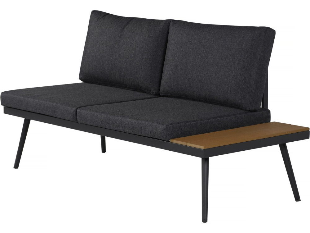 Mira" corner sofa garden furniture, imitation wood decor - 4 seater - Grey