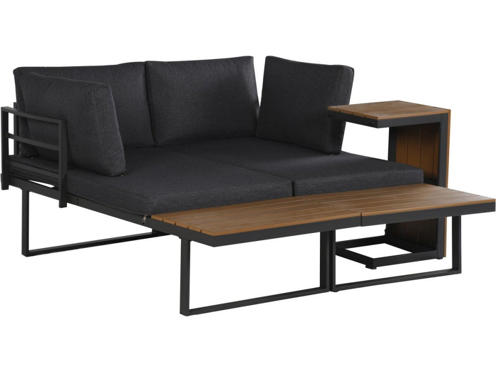 Garden furniture set "Sylva" modular corner sofa, imitation wood decor - 4 seater - Grey