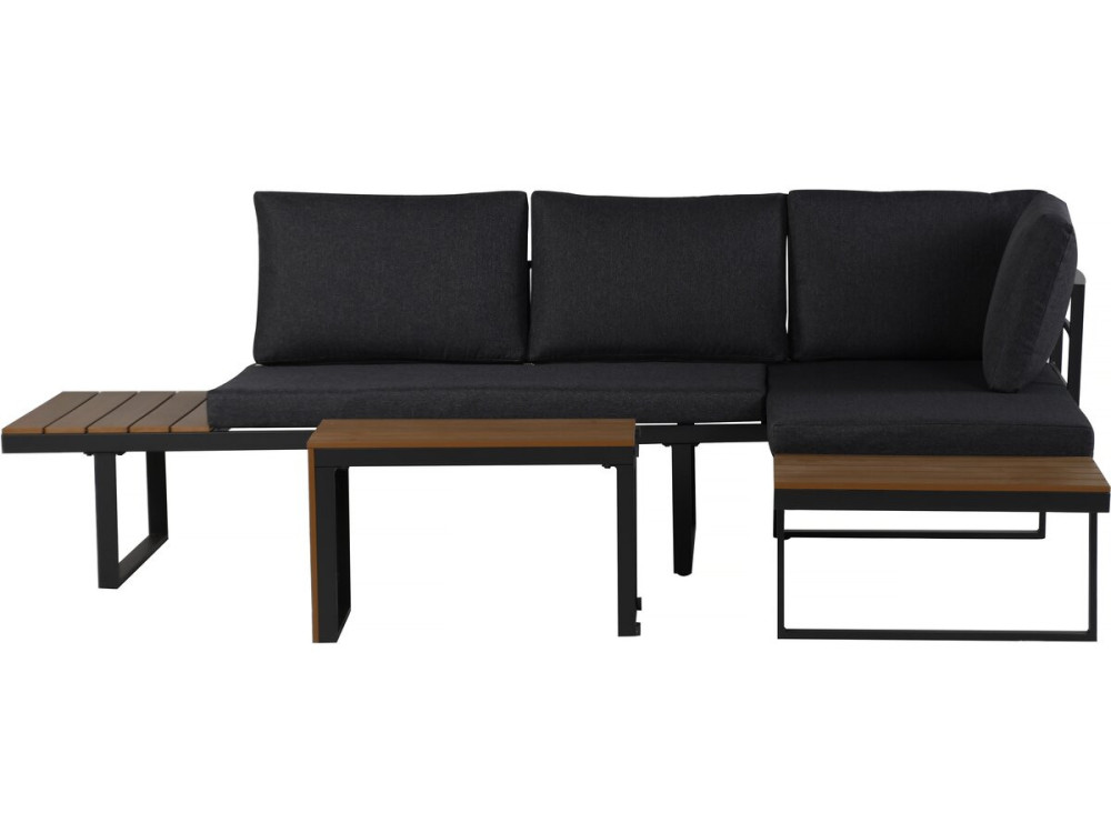 Garden furniture set "Sylva" modular corner sofa, imitation wood decor - 4 seater - Grey