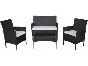 Toronto" woven resin garden furniture set - 4 seats - Black