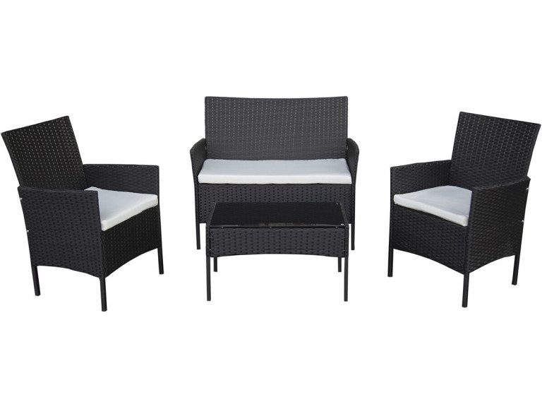 Toronto" woven resin garden furniture set - 4 seats - Black