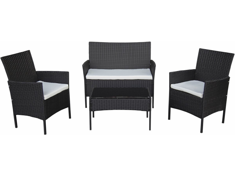 Toronto" woven resin garden furniture set - 4 seats - Black