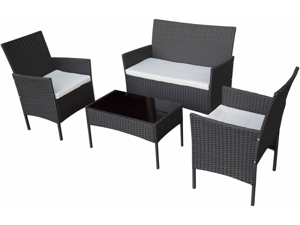 Toronto" woven resin garden furniture set - 4 seats - Black