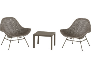 Set of 2 "Soléna" garden armchairs with coffee table - Taupe