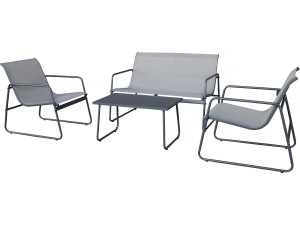Fortaleza" metal garden furniture set - 4 seats - Light grey