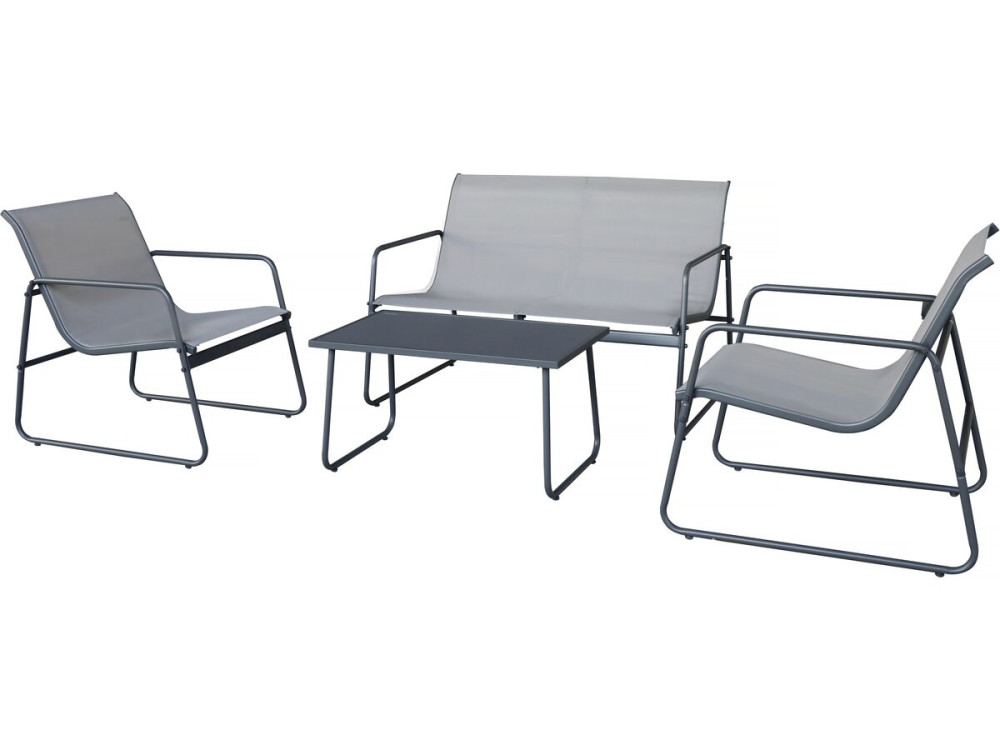 Fortaleza" metal garden furniture set - 4 seats - Light grey