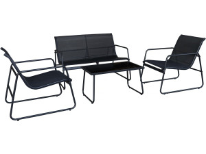 Fortaleza" metal garden furniture set - 4 seats - Black