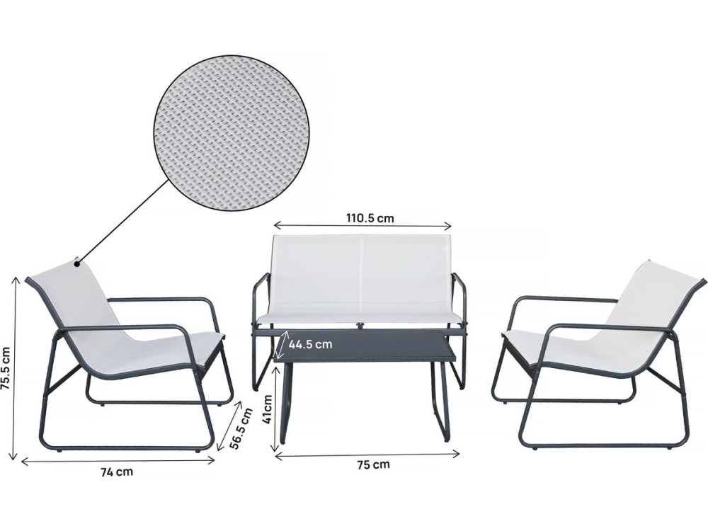 Fortaleza" metal garden furniture set - 4 seats - Beige
