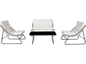 Aria" metal garden furniture set with cushions - 4 seater - Beige