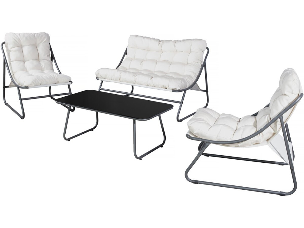 Aria" metal garden furniture set with cushions - 4 seater - Beige