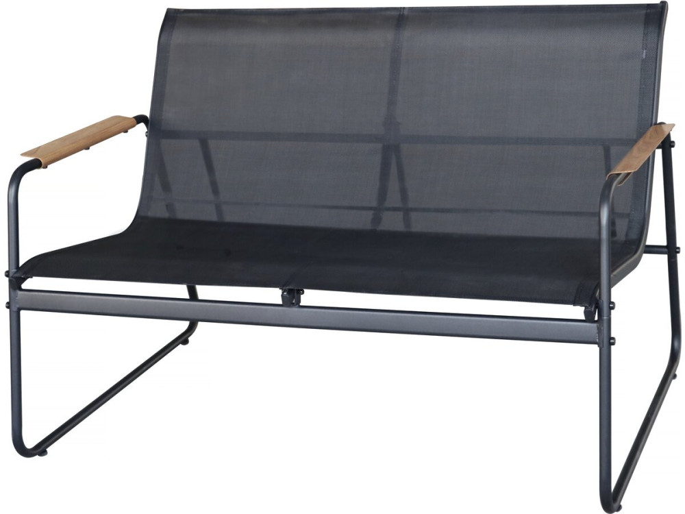 Sparta" metal garden furniture set with imitation wood decor - 4 seats - Black