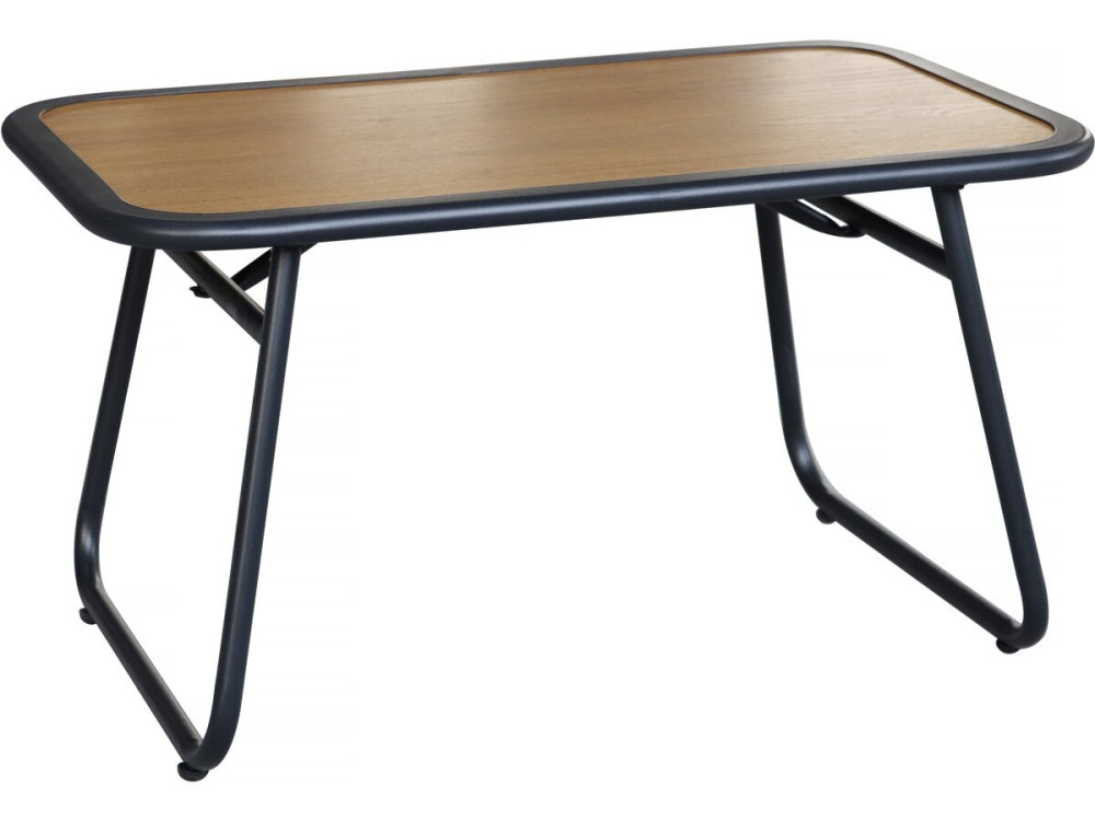Sparta" metal garden furniture set with imitation wood decor - 4 seats - Black