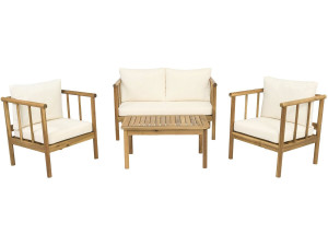 Milano" wooden garden furniture set with cushions - 4 seater - Beige