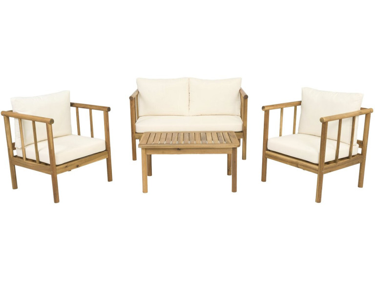 Milano" wooden garden furniture set with cushions - 4 seater - Beige