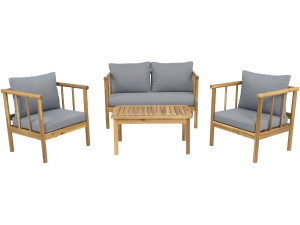Milano" wooden garden furniture set with cushions - 4 seater - Grey