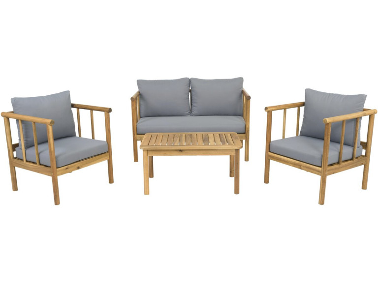 Milano" wooden garden furniture set with cushions - 4 seater - Grey