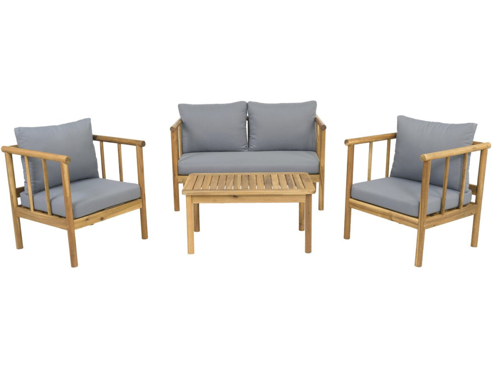 Milano" wooden garden furniture set with cushions - 4 seater - Grey