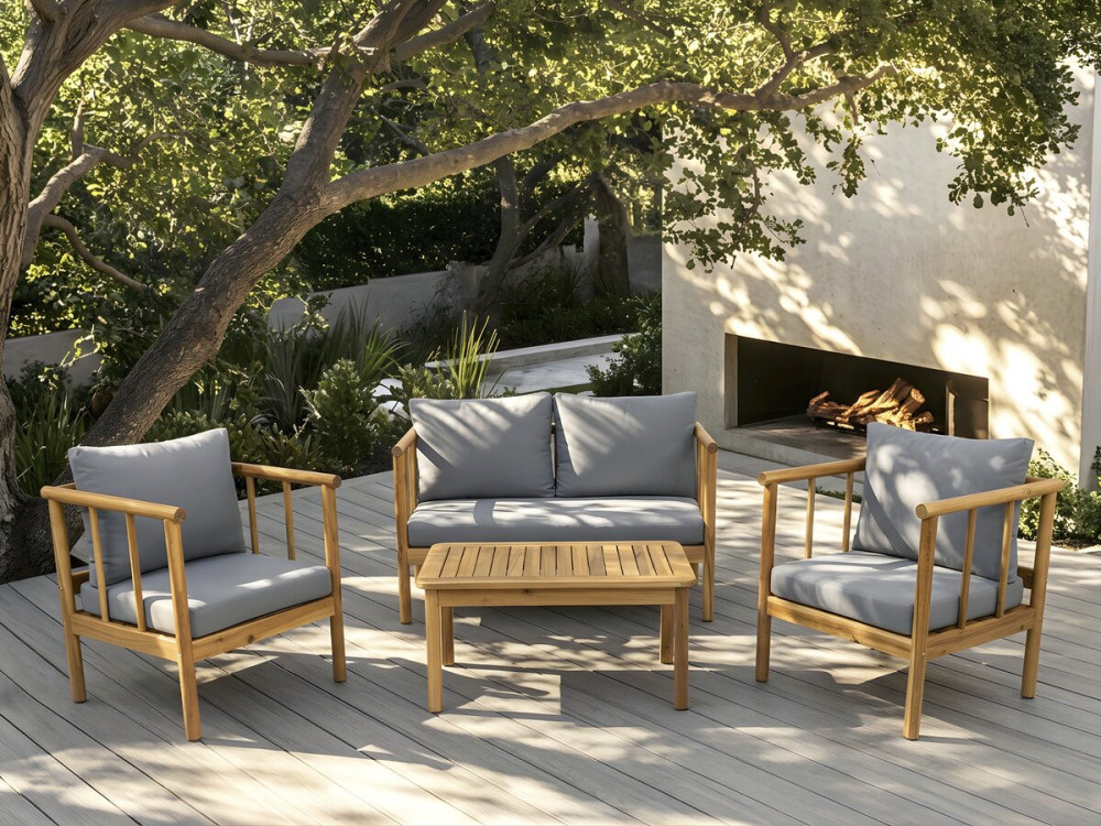 Milano" wooden garden furniture set with cushions - 4 seater - Grey