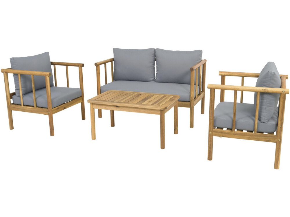 Milano" wooden garden furniture set with cushions - 4 seater - Grey