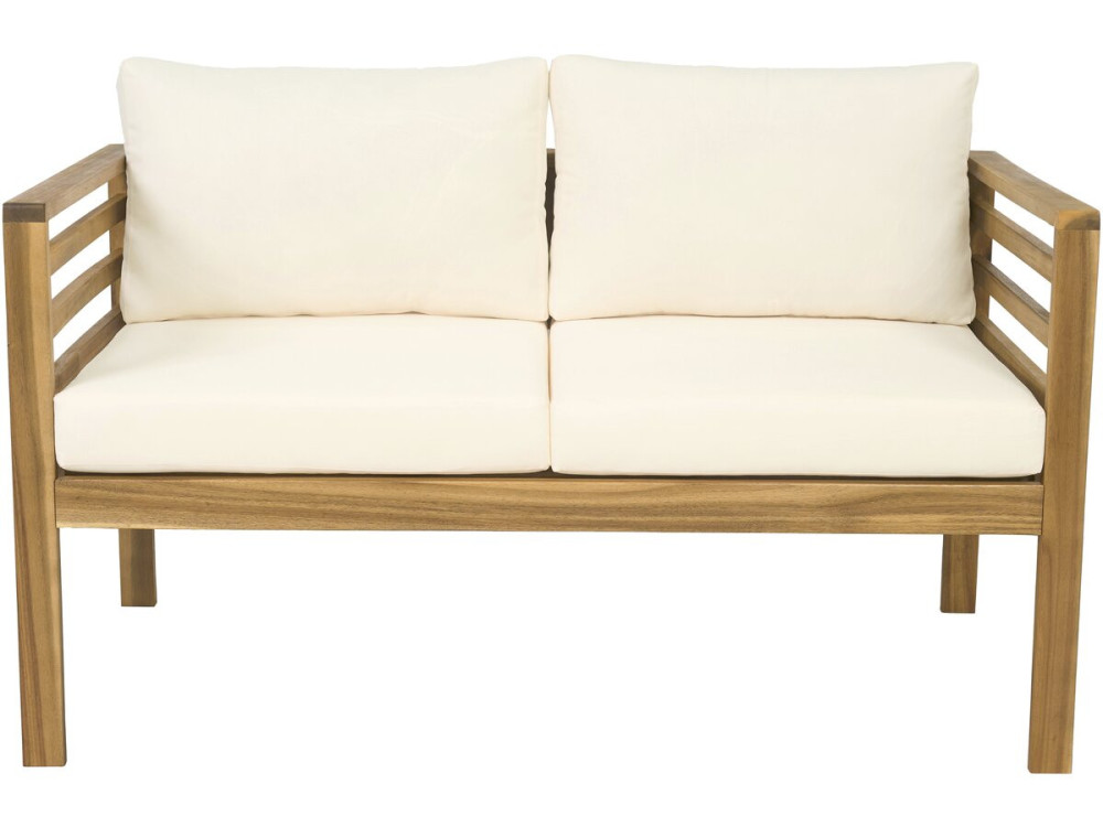 Beckham" wooden garden furniture set with cushions - 4 seater - Beige
