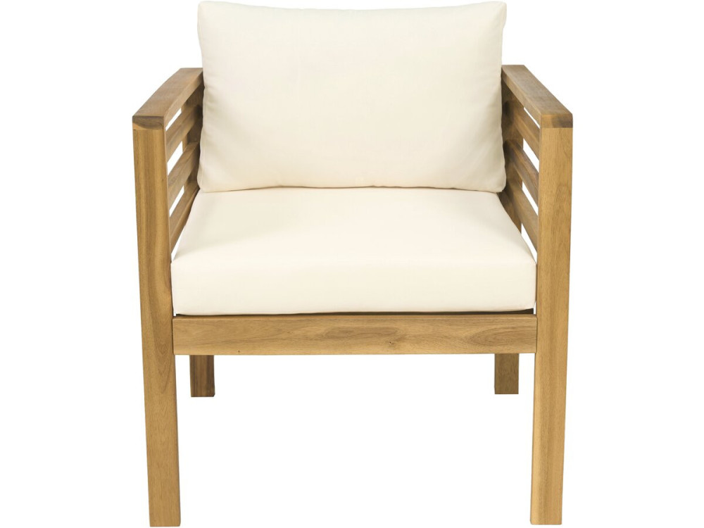 Beckham" wooden garden furniture set with cushions - 4 seater - Beige