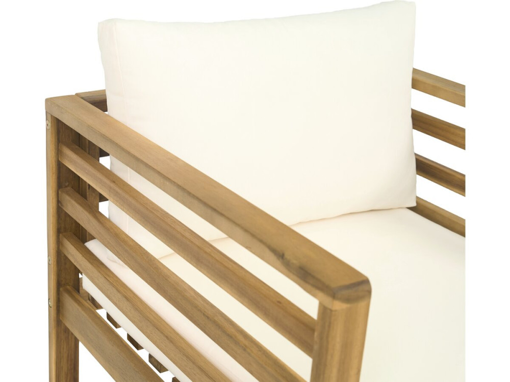Beckham" wooden garden furniture set with cushions - 4 seater - Beige
